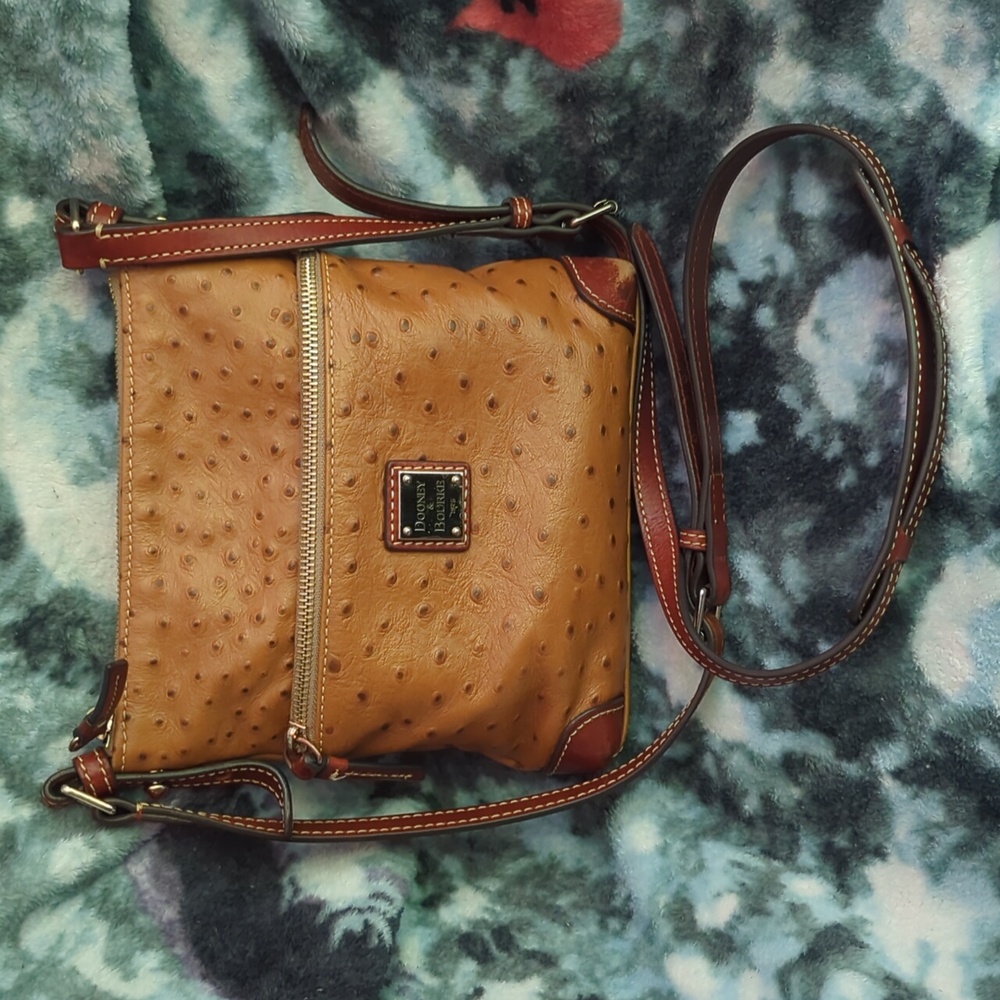 Dooney & Bourke Tan Ostrich Crossbody Bag Letter Carrier